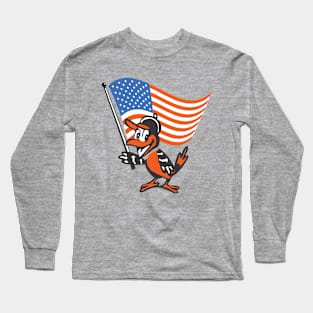 Baltimore Orioles Bird with American Flag Long Sleeve T-Shirt